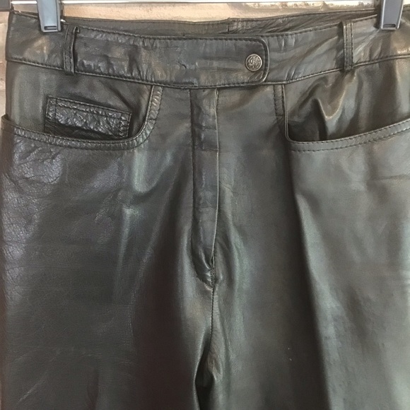 F.A.I. VINTAGE Woman’s Black High Waist Rise Leather Pants 12 - Picture 3 of 6